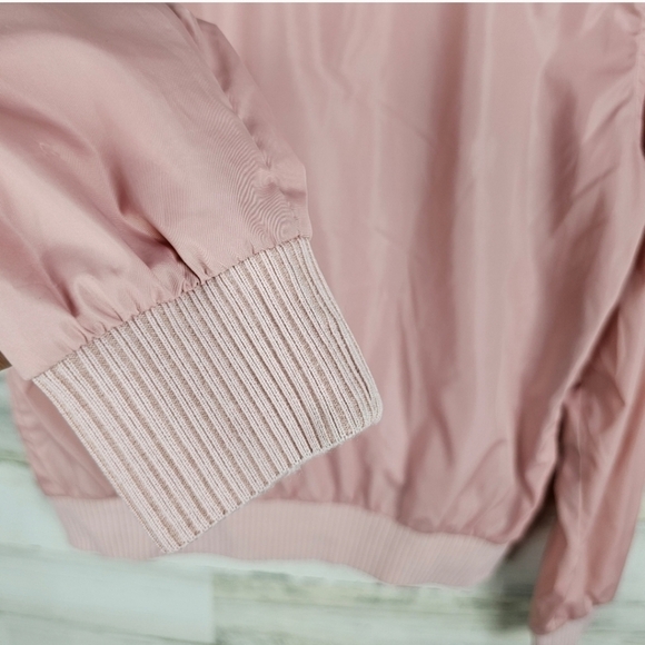 Big John Bomber Jacket Sz Large Pink Zip Front Japanese Ribbed Knit Casual Chic - Picture 13 of 15